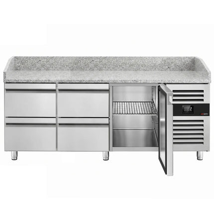 GGM Gastro ECO pizza refrigerated counter - 2000x800mm - with 1 door & 4 drawers