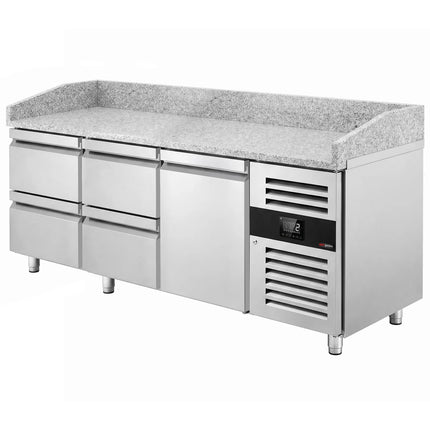 GGM Gastro ECO pizza refrigerated counter - 2000x800mm - with 1 door & 4 drawers