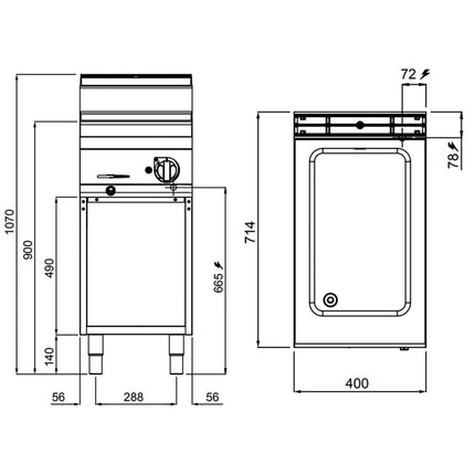 GGM Gastro Electric Bain Marie - GN 1/1 - 150mm deep - 1,2 kW - with Drain Tap