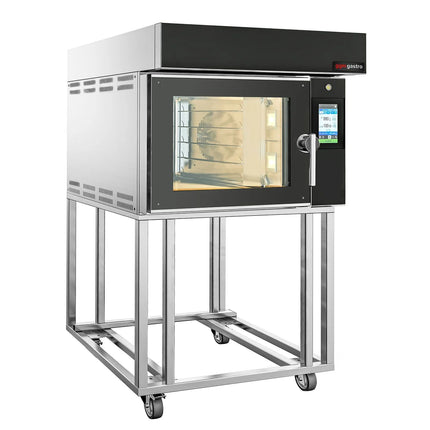 GGM Gastro Electric Bakery Convection Oven - with Humidity Control - Touchscreen Controls - 5x 600x400mm (EN 60x40) - Black - with Prover Cabinet & with Stand