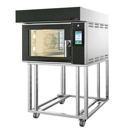 GGM Gastro Electric Bakery Convection Oven - with Humidity Control - Touchscreen Controls - 5x 600x400mm (EN 60x40) - Black - with Prover Cabinet & with Stand