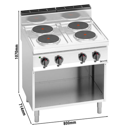GGM Gastro Electric Boiling Top - 10.4kW - 4 plates - with open base shelf - Heavy Duty