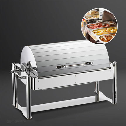 GGM Gastro Electric Chafing Dish - GN 1/1 - with Roll Top Lid - Chrome