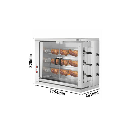 GGM Gastro Electric Chicken Rotisserie Oven - 9kW - with 3 Skewers for up to 18 chickens