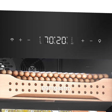 GGM Gastro Electric Cigar Humidor Cabinet - with Biometric Fingerprint Lock & WiFi & Bluetooth App Control - 113L - up to 850 cigars - 4 cedar drawers - LED lighting - double-glazed glass - touch-control display - constant humidity & temperature control
