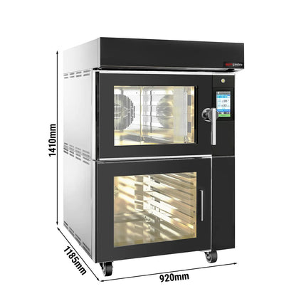 GGM Gastro Electric Commercial Bakery Convection Oven with Steam Injection - Touchscreen Controls - 1 Baking Chambers - 5x 600x400mm (EN 60x40) - Black - with Prover Cabinet - without Trays