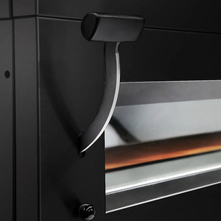 GGM Gastro Electric Commercial Bakery Deck Oven with Steam Injection - Touchscreen Controls - 2 Baking Chambers - Black - with Prover Cabinet & with Hood