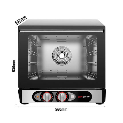 GGM Gastro Electric Compact Convection Oven with Steam Injection - Manual Controls - 1 Baking Chambers - 4x 450x340mm - incl. 4x Baking Trays