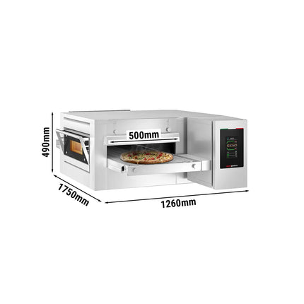 GGM Gastro Electric Conveyor Pizza Oven - 1260x1750mm (127 cmx175.3 cm) - Touchscreen Controls - Belt width: 500mm (50.8 cm) - up to 350°C - for Ø 30cm (30.5 cm) pizza