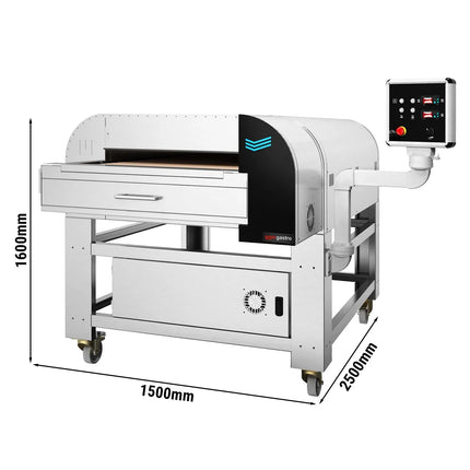 GGM Gastro Electric Conveyor Pizza Oven - 1500x2500mm (150.1 cmx249.9 cm) - Digital Controls - Belt width: 780mm (78 cm) - up to 400°C - with Wheels
