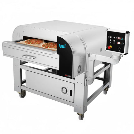 GGM Gastro Electric Conveyor Pizza Oven - 1500x2500mm (150.1 cmx249.9 cm) - Digital Controls - Belt width: 780mm (78 cm) - up to 400°C - with Wheels