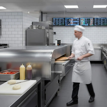 GGM Gastro Electric Conveyor Pizza Oven - 1500x2500mm (150.1 cmx249.9 cm) - Digital Controls - Belt width: 780mm (78 cm) - up to 400°C - with Wheels