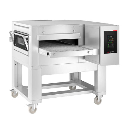 GGM Gastro Electric Conveyor Pizza Oven - 1820x2450mm (182.1 cmx245.1 cm) - Touchscreen Controls - Belt width: 1000mm (100.1 cm) - up to 350°C - incl. Base frame & Wheels - with Reversible belt direction