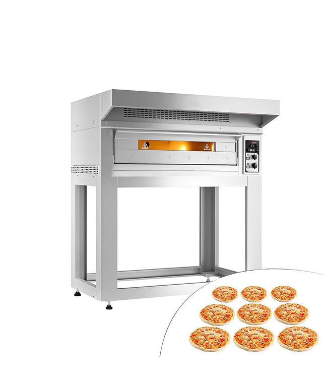 GGM Gastro Electric Deck Pizza Oven - Single Deck - 9 - Ø 33cm (33 cm) - Mechanical Controls - up to 400°C - incl. Hood & Base frame