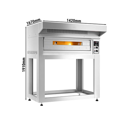 GGM Gastro Electric Deck Pizza Oven - Single Deck - 9 - Ø 33cm (33 cm) - Mechanical Controls - up to 400°C - incl. Hood & Base frame