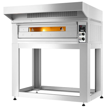 GGM Gastro Electric Deck Pizza Oven - Single Deck - 9 - Ø 33cm (33 cm) - Mechanical Controls - up to 400°C - incl. Hood & Base frame