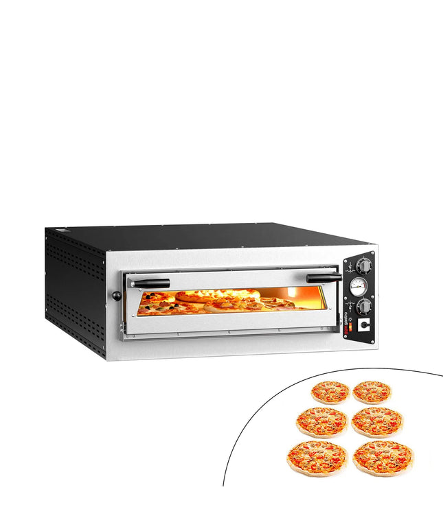 GGM Gastro Electric Deck Pizza Oven - Single Deck - Refractory Stone Deck - 6 - Ø 35cm (35.1 cm) - Mechanical Controls - up to 450°C