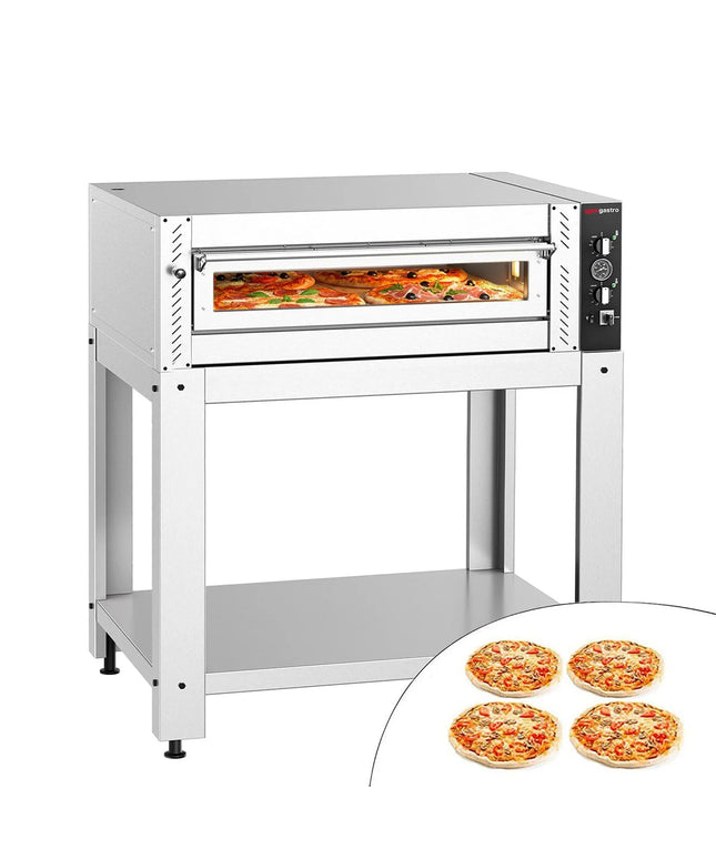 GGM Gastro Electric Deck Pizza Oven - Single Deck - Refractory Stone Deck - 4 - Ø 34cm (34 cm) - Mechanical Controls - up to 450°C - incl. Base frame