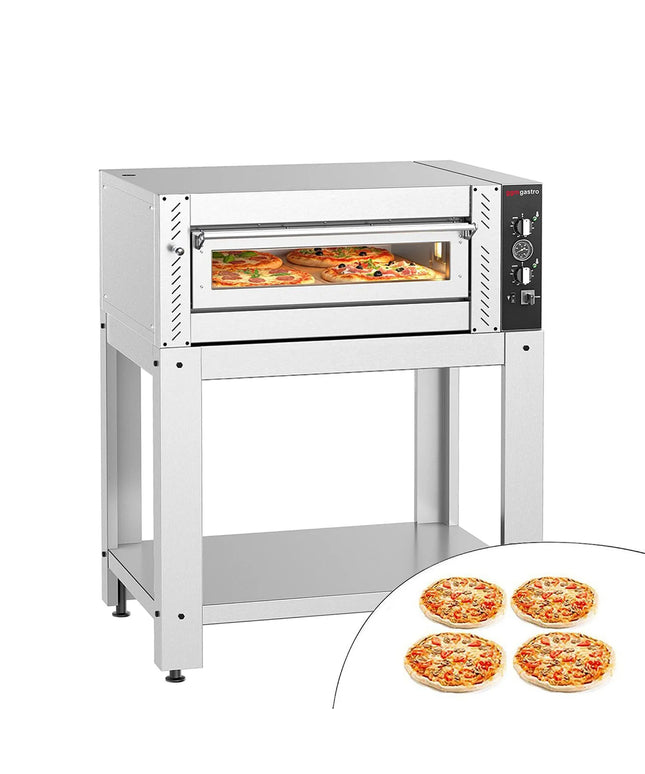 GGM Gastro Electric Deck Pizza Oven - Single Deck - Refractory Stone Deck - 4 - Ø 30cm (30.5 cm) - Mechanical Controls - with Stand