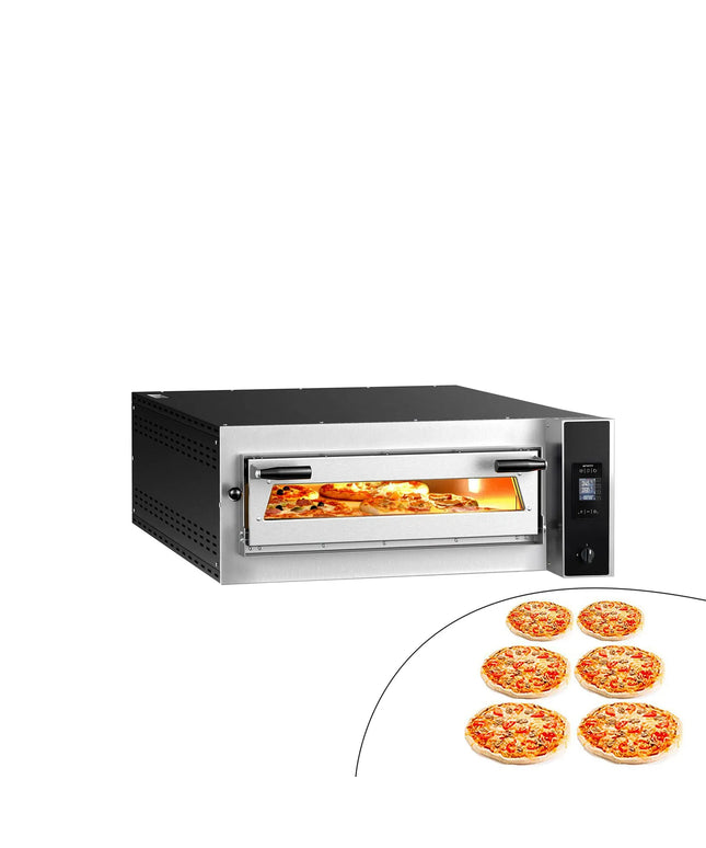 GGM Gastro Electric Deck Pizza Oven - Single Deck - Refractory Stone Deck - 6 - Ø 35cm (35.1 cm) - Touchscreen Controls - up to 400°C