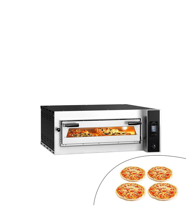 GGM Gastro Electric Deck Pizza Oven - Single Deck - Refractory Stone Deck - 4 x Ø 35cm (35.1 cm) - Digital Controls - up to 400°C