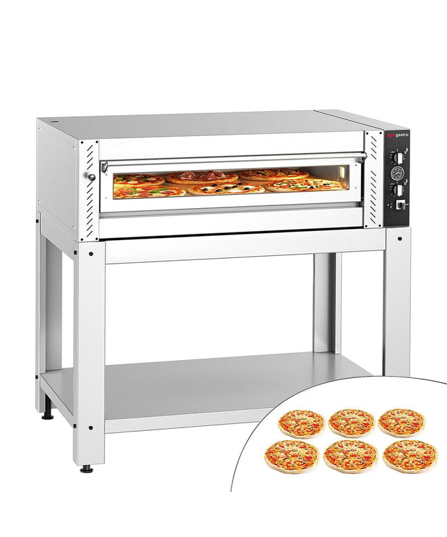 GGM Gastro Electric Deck Pizza Oven - Single Deck - Refractory Stone Deck - 6 - Ø 30cm (30.5 cm) - Mechanical Controls - up to 450°C - incl. Base frame
