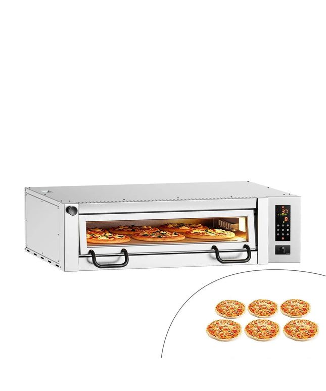 GGM Gastro Electric Deck Pizza Oven - Single Deck - Refractory Stone Deck - 6 - Ø 34cm (34 cm) - Digital Controls
