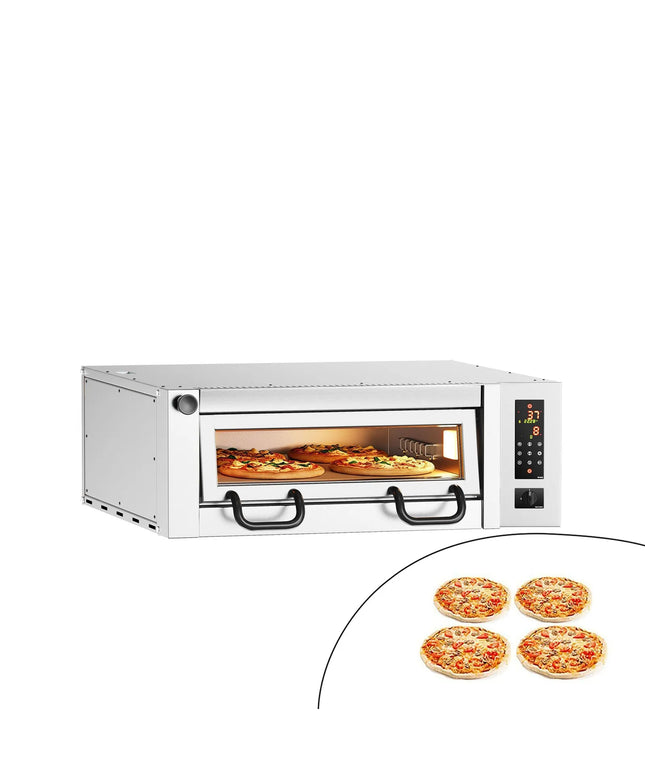 GGM Gastro Electric Deck Pizza Oven - Single Deck - Refractory Stone Deck - 4 x Ø 34cm (34 cm) - Touchscreen Controls - up to 450°C