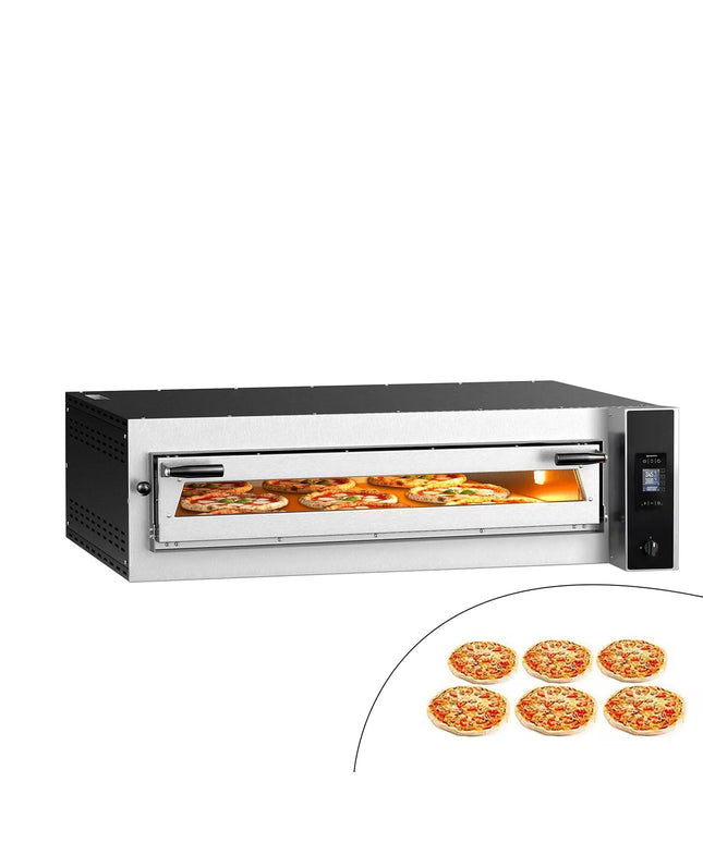 GGM Gastro Electric Deck Pizza Oven - Single Deck - Refractory Stone Deck - 6 x Ø 35cm (35.1 cm) - Touchscreen Controls - up to 400°C