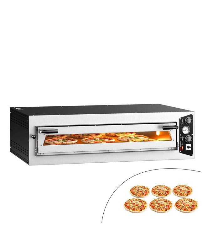 GGM Gastro Electric Deck Pizza Oven - Single Deck - Refractory Stone Deck - 6 - Ø 35cm (35.1 cm) - Mechanical Controls - up to 450°C