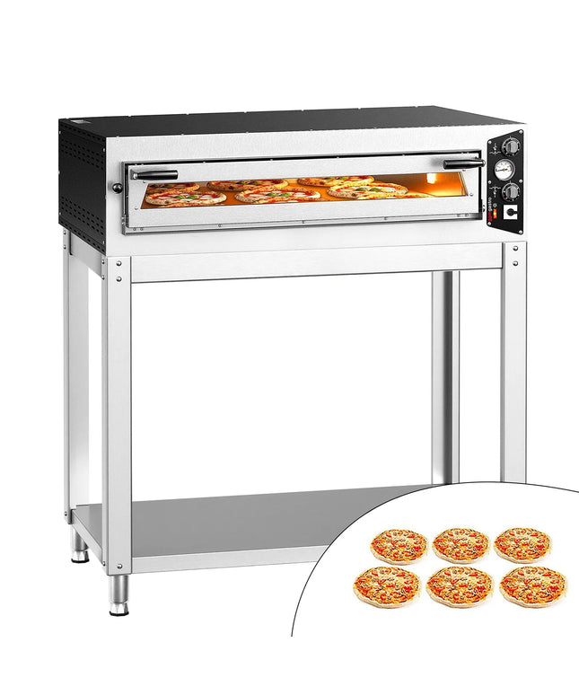 GGM Gastro Electric Deck Pizza Oven - Single Deck - Refractory Stone Deck - 6 - Ø 35cm (35.1 cm) - Mechanical Controls - up to 450°C - incl. Base frame