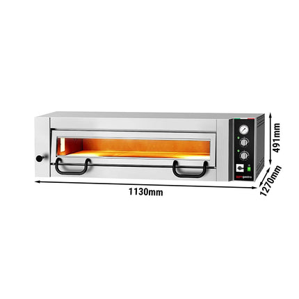 GGM Gastro Electric Deck Pizza Oven - Single Deck - Refractory Stone Deck - 4 x Ø 34cm (34 cm) - 230V 3 Phase - Mechanical Controls