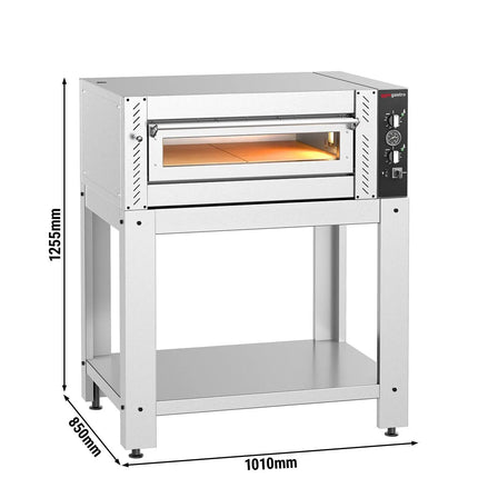GGM Gastro Electric Deck Pizza Oven - Single Deck - Refractory Stone Deck - 4 - Ø 30cm (30.5 cm) - Mechanical Controls - with Stand