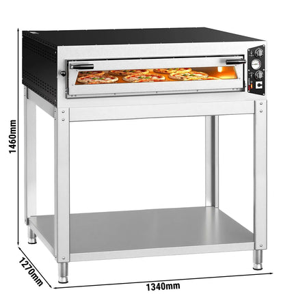GGM Gastro Electric Deck Pizza Oven - Single Deck - Refractory Stone Deck - 9 x Ø 34cm (34 cm) - 230V 3 Phase - Mechanical Controls - up to 450°C - incl. Base frame