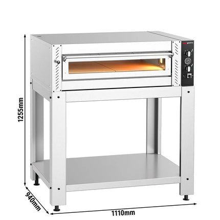 GGM Gastro Electric Deck Pizza Oven - Single Deck - Refractory Stone Deck - 4 - Ø 34cm (34 cm) - Mechanical Controls - up to 450°C - incl. Base frame