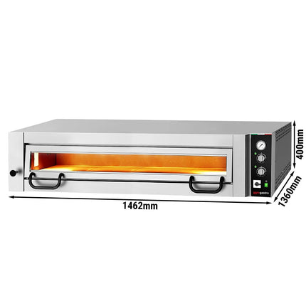 GGM Gastro Electric Deck Pizza Oven - Single Deck - Refractory Stone Deck - 9 x Ø 34cm (34 cm) - 230V 3 Phase - Mechanical Controls - up to 450°C