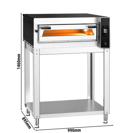 GGM Gastro Electric Deck Pizza Oven - Single Deck - Refractory Stone Deck - 4 - Ø 35cm (35.1 cm) - Touchscreen Controls - up to 400°C - incl. Base frame