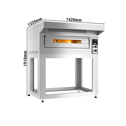 GGM Gastro Electric Deck Pizza Oven - Single Deck - Refractory Stone Deck - 6 - Ø 33cm (33 cm) - incl. Hood & Base frame