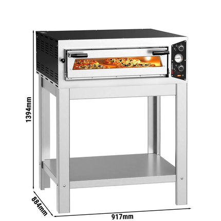 GGM Gastro Electric Deck Pizza Oven - Single Deck - Refractory Stone Deck - 4 x Ø 30cm (30.5 cm) - with Stand