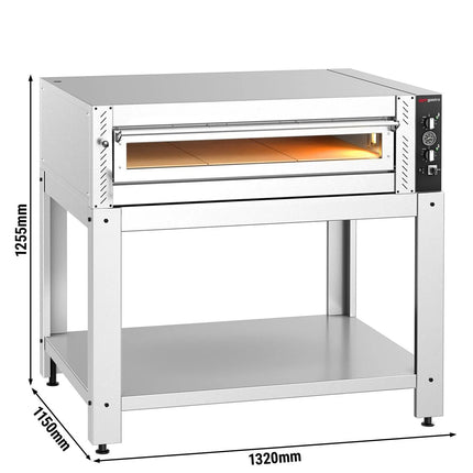 GGM Gastro Electric Deck Pizza Oven - Single Deck - Refractory Stone Deck - 9 x Ø 30cm (30.5 cm) - Mechanical Controls - up to 450°C - incl. Base frame