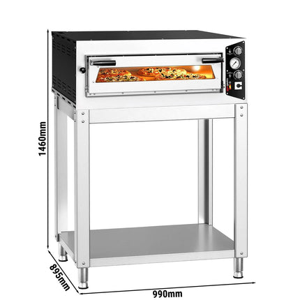 GGM Gastro Electric Deck Pizza Oven - Single Deck - Refractory Stone Deck - 4 - Ø 35cm (35.1 cm) - Mechanical Controls - up to 450°C - incl. Base frame