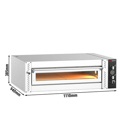 GGM Gastro Electric Deck Pizza Oven - Single Deck - Refractory Stone Deck - 4 - Ø 34cm (34 cm) - 230V 3 Phase - Mechanical Controls - up to 450°C