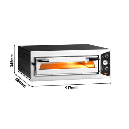 GGM Gastro Electric Deck Pizza Oven - Single Deck - Refractory Stone Deck - 4 x Ø 30cm (30.5 cm) - 3 Phase - Mechanical Controls - up to 450°C