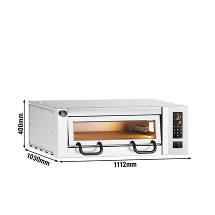 GGM Gastro Electric Deck Pizza Oven - Single Deck - Refractory Stone Deck - 4 x Ø 34cm (34 cm) - Touchscreen Controls - up to 450°C