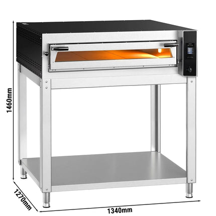 GGM Gastro Electric Deck Pizza Oven - Single Deck - Refractory Stone Deck - 9 x Ø 35cm (35.1 cm) - Touchscreen Controls - up to 400°C - incl. Base frame