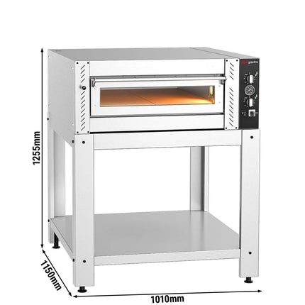 GGM Gastro Electric Deck Pizza Oven - Single Deck - Refractory Stone Deck - 6 - Ø 30cm (30.5 cm) - Mechanical Controls - up to 450°C - incl. Base frame