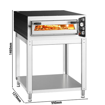 GGM Gastro Electric Deck Pizza Oven - Single Deck - Refractory Stone Deck - 6 - Ø 35cm (35.1 cm) - Mechanical Controls - up to 450°C - incl. Base frame