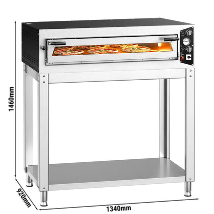 GGM Gastro Electric Deck Pizza Oven - Single Deck - Refractory Stone Deck - 6 - Ø 35cm (35.1 cm) - Mechanical Controls - up to 450°C - incl. Base frame