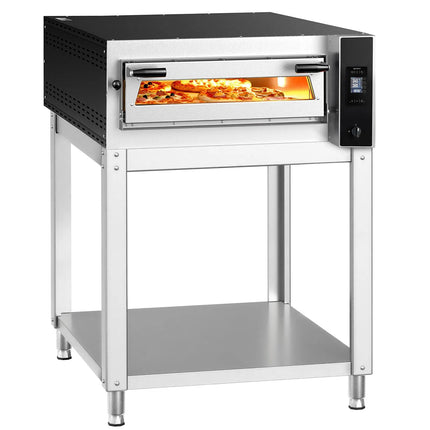 GGM Gastro Electric Deck Pizza Oven - Single Deck - Refractory Stone Deck - 6 - Ø 35cm (35.1 cm) - 230V 3 Phase - Touchscreen Controls - up to 400°C - incl. Base frame