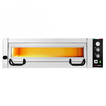 GGM Gastro Electric Deck Pizza Oven - Single Deck - Refractory Stone Deck - 4 x Ø 34cm (34 cm) - 230V 3 Phase - Mechanical Controls